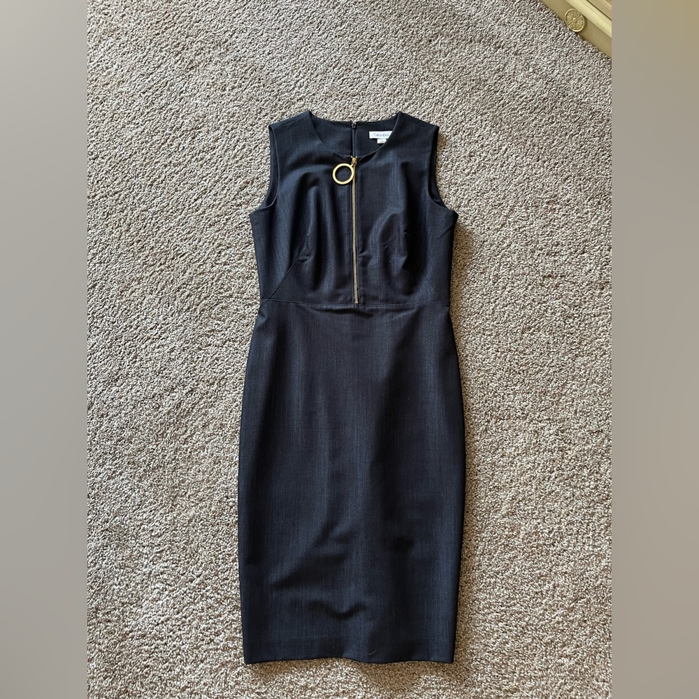 Dark blue Calvin Klein dress.